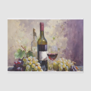 Grapes and Wine Bottles Watercolor Decoupage Tissue Paper