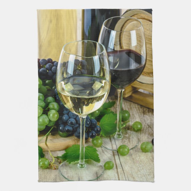 grapes and wine kitchen towel (Vertical)