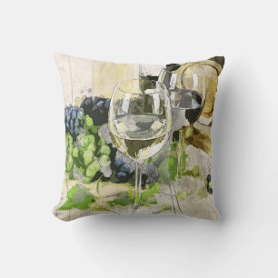 grapes and wine pillow