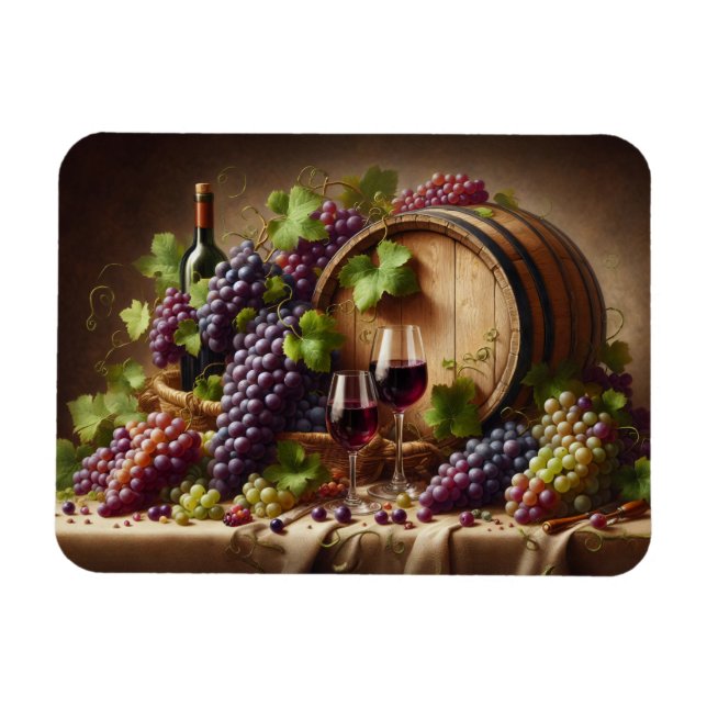 Grapes and Wine Still Life Magnet (Horizontal)