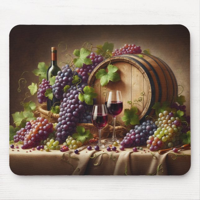 Grapes and Wine Still Life Mouse Pad (Front)