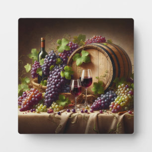 Grapes and Wine Still Life Plaque