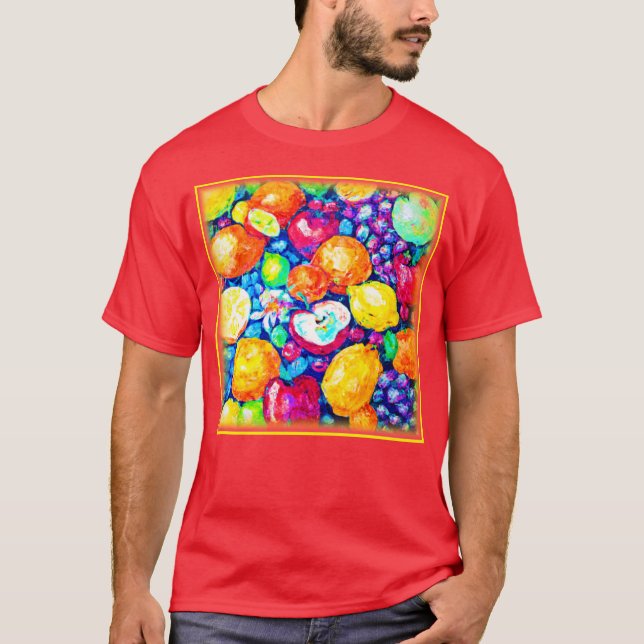 Grapes, Apple and Citrus Fruits Painting. Buy Now T-Shirt (Front)