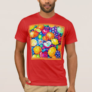 Grapes, Apple and Citrus Fruits Painting. Buy Now T-Shirt