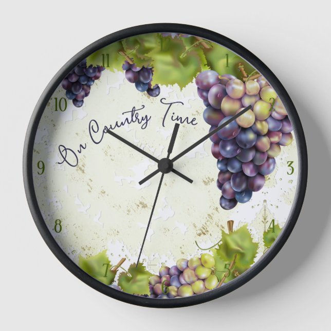 Grapes Botanical Country Kitchen Clock (Front)