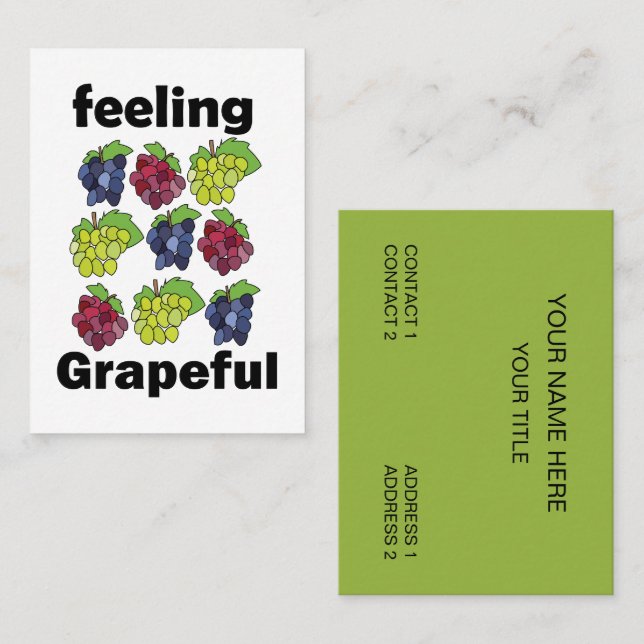 Grapes Fruit Feeling Grapeful Grapevine Vineyard Business Card (Front/Back)