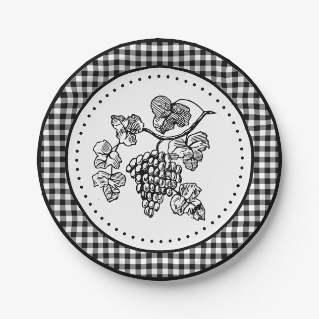 Grapes Gingham Paper Plate (Front)