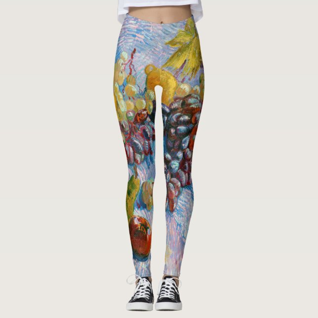 Grapes, Lemons, Pears, and Apples, Van Gogh Leggings (Front)