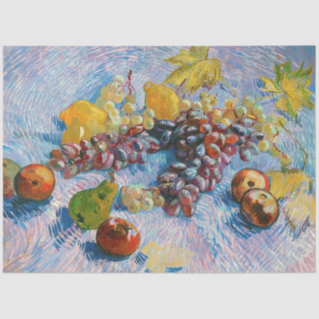 Grapes, Lemons, Pears, and Apples, Van Gogh Tissue Paper (Front)
