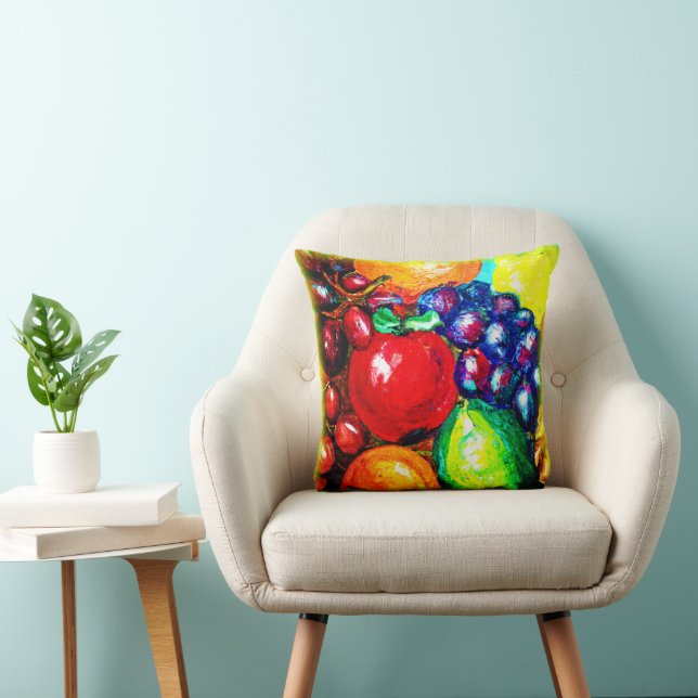 Grapes, Lime, Orange , Apple Fruits. Buy Now Cushion (Chair)