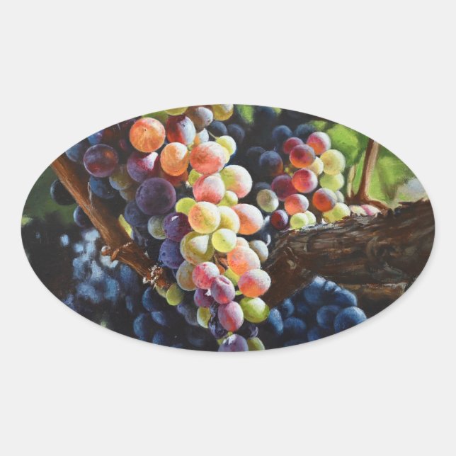 Grapes of Abundance for Wine Lovers & Wineries Oval Sticker (Front)