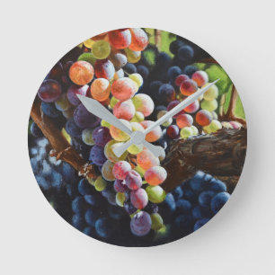 Grapes of Abundance for Wine Lovers & Wineries Round Clock