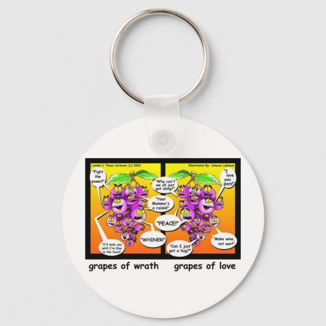 Grapes Of Wrath, Love, & War Funny Gifts & Tees Key Ring (Front)