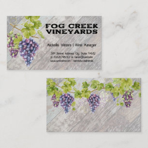 Grapes on the Vine Winery Rustic Wood Business Card