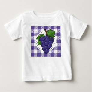 Grapes on White Violet Plaid Baby T-Shirt