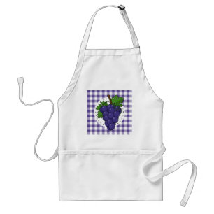 Grapes on White Violet Plaid Standard Apron