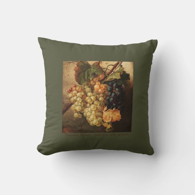 Grapes Painting Vintage Autumn Green  Cushion (Front)