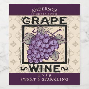 Grapes red wine homemade shrub cordial wine label