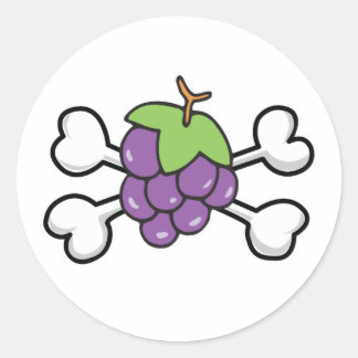 grapes Skull and Crossbones Classic Round Sticker