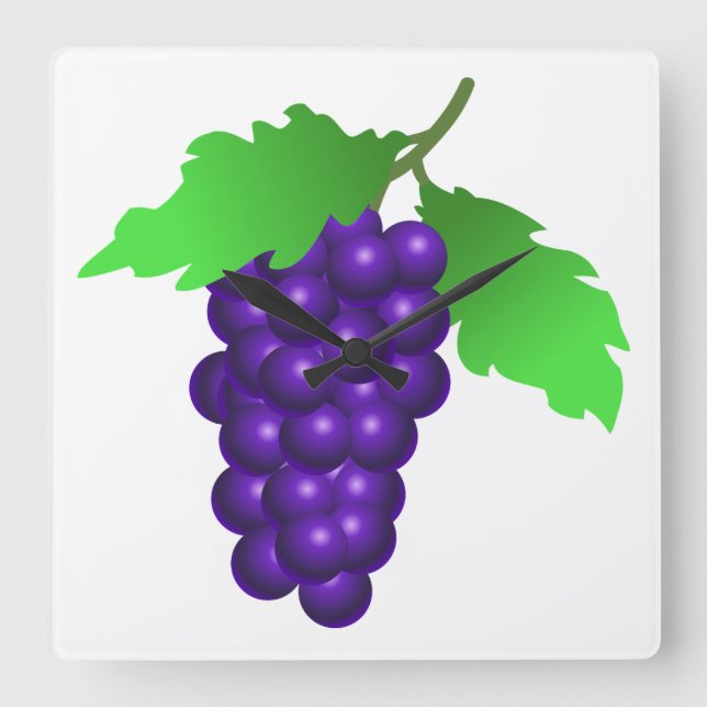 Grapes Square Wall Clock (Front)