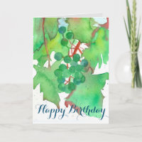 Grapes Vine Watercolor Fruit Happy Birthday