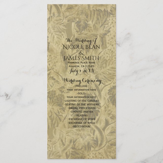 Grapes Vineyard Elegant Wedding Program Events Programme (Front)