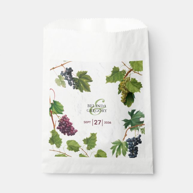 Grapes Vineyard Mediterranean Greek Island Wedding Favour Bags (Front)