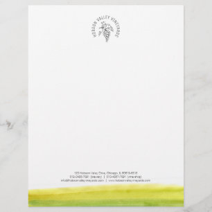Grapes vineyard winery watercolor letterhead
