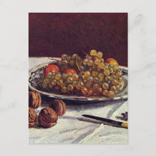 Grapes & Walnuts on a Table Sisley Impressionist Postcard (Front)