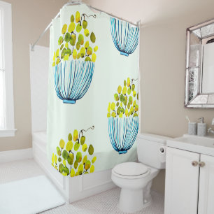 grapes watercolor art fruit shower curtain