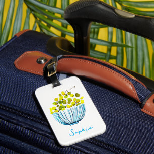 Grapes watercolor fruit illustration luggage tag