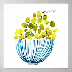 Grapes watercolor fruit illustration poster