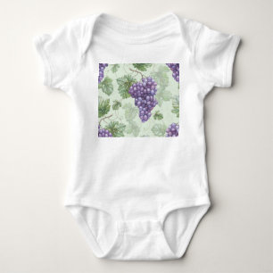 Grapes Watercolor, Fruit Seamless Pattern. Baby Bodysuit
