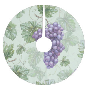 Grapes Watercolor, Fruit Seamless Pattern. Brushed Polyester Tree Skirt