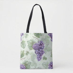 Grapes Watercolor, Fruit Seamless Pattern. Tote Bag