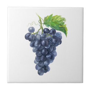 Grapes. Watercolor. Tile