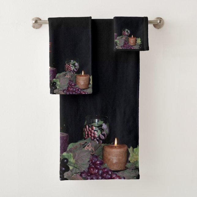 Grapes, Wine and Candles Bath Towel Set (Insitu)