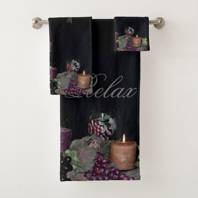 Grapes, Wine and Candles Bath Towel Set (Insitu)