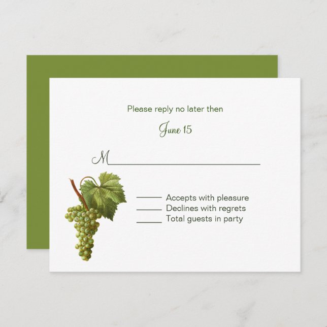 Grapes Winery Themed Wedding Wedding RSVP Invitation (Front/Back)