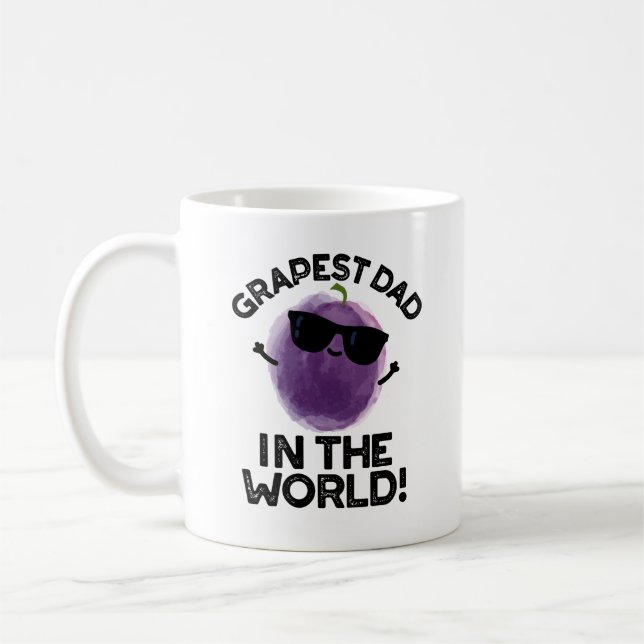 Grapest Dad In The World Funny Fruit Pun  Coffee Mug (Left)