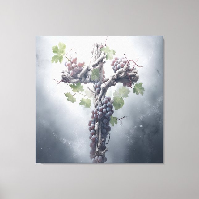 Grapevine Cross Canvas Print (Front)