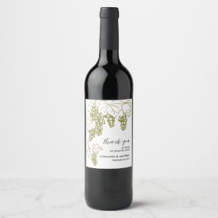 Grapevine Elegant Wedding Thank You   Vineyard Wine Label