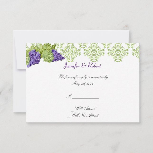 Grapevine Garden Wedding Response Card (Front)