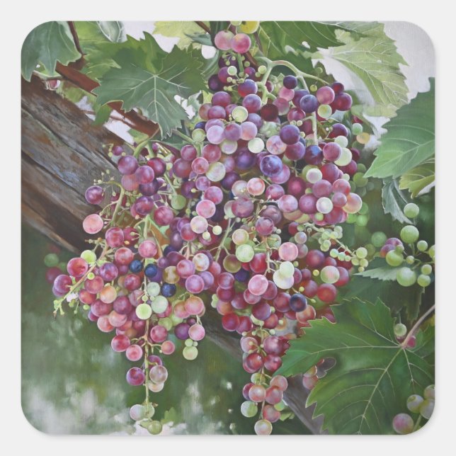 Grapevine Glory — Hyperrealistic Vineyard Art for  Square Sticker (Front)