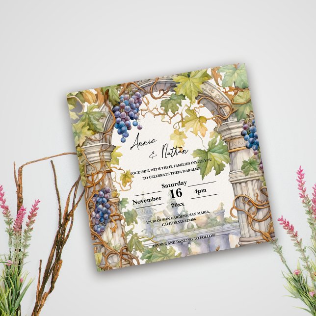 Grapevine Romantic Vineyard Wedding  Invitation (Grapevine Romantic Vineyard Wedding Invitation)