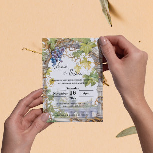 Grapevine Romantic Vineyard Wedding  Invitation Postcard