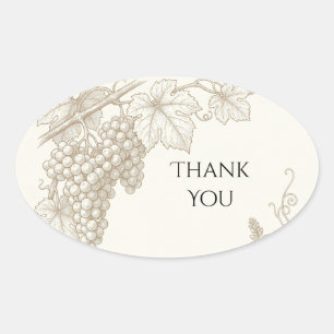 Grapevine Wedding Thank You Oval Sticker