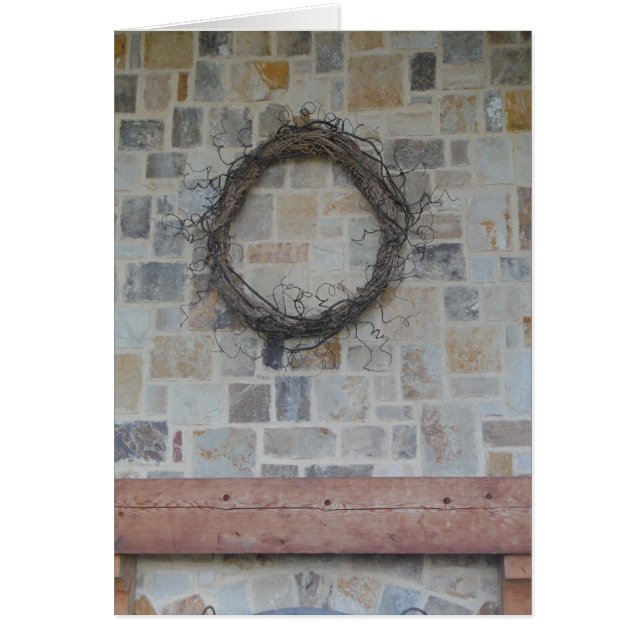 Grapevine Wreath on stone fireplace (Front)