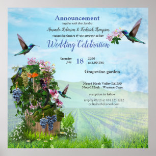 Grapevines, Honeysuckles & Hummingbirds Poster