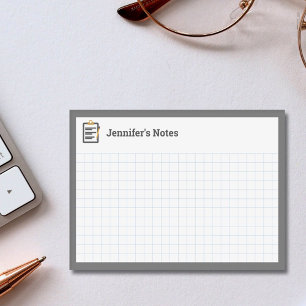 Graph Grid with Clipboard and Pen Grey  Post-it Notes